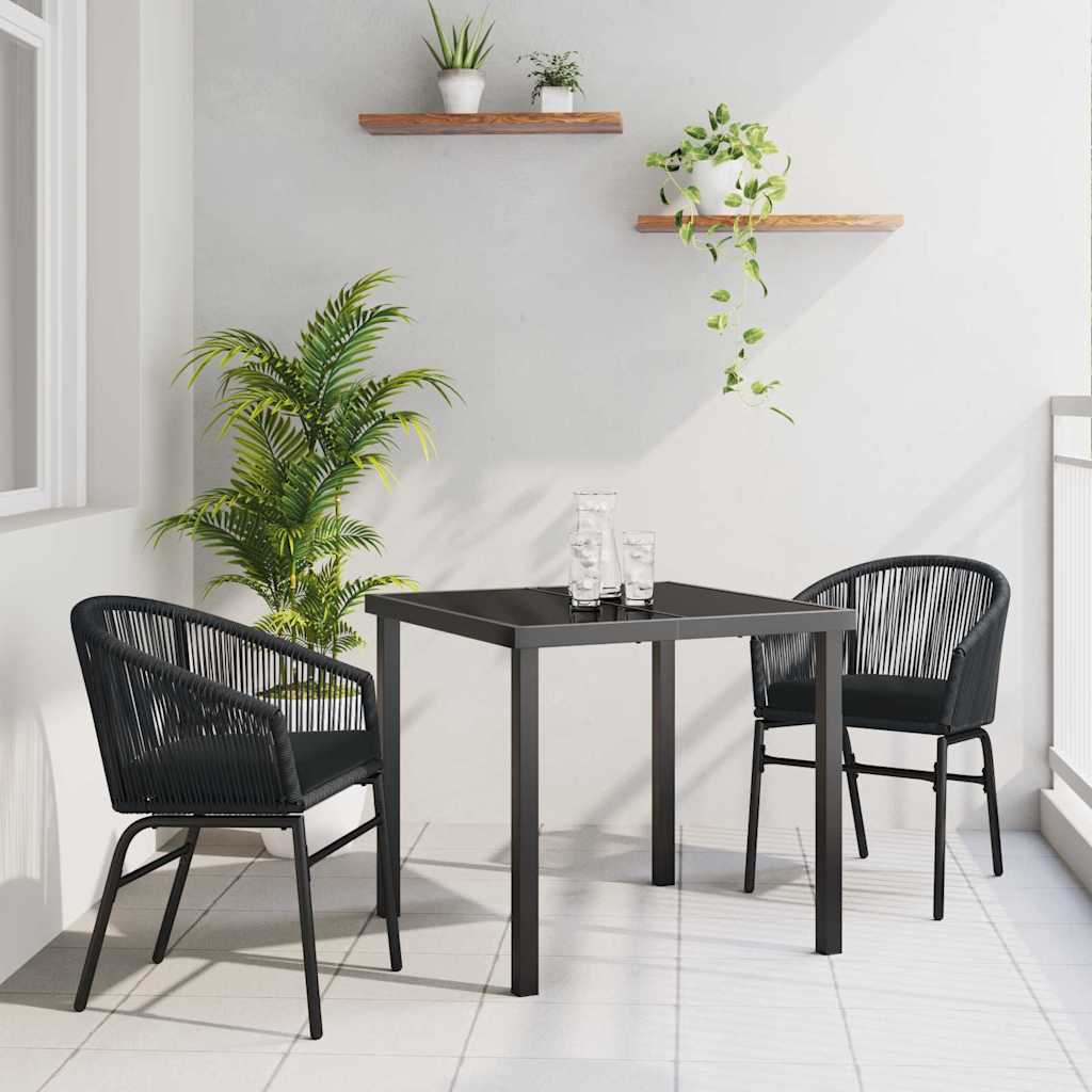 Kert étkező szett 3 pcs Fekete Porszórt acél