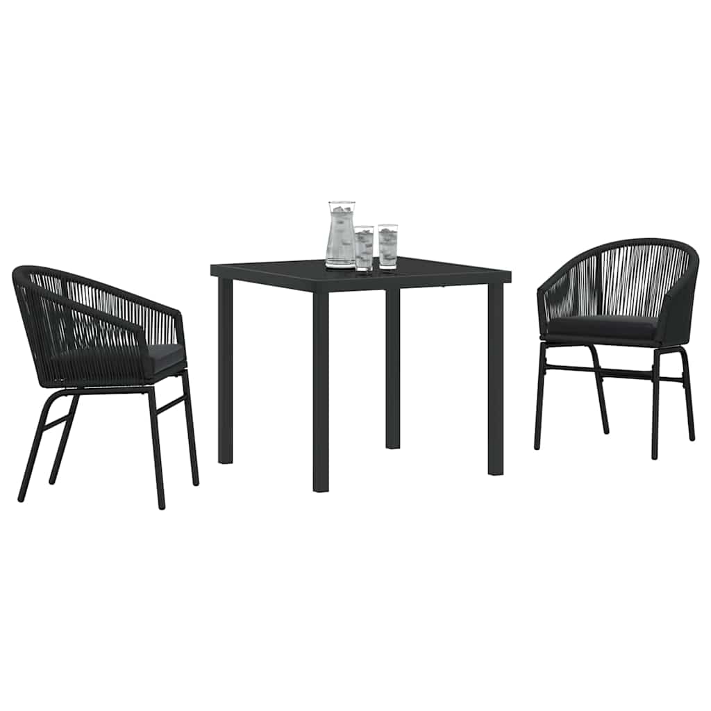 Kert étkező szett 3 pcs Fekete Porszórt acél