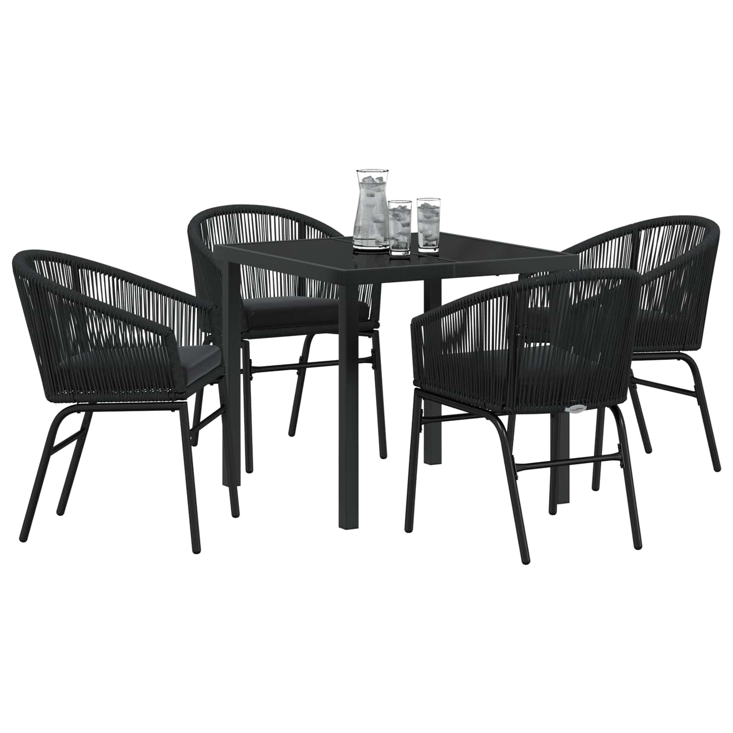 Kert étkező szett 5 pcs Fekete Porszórt acél
