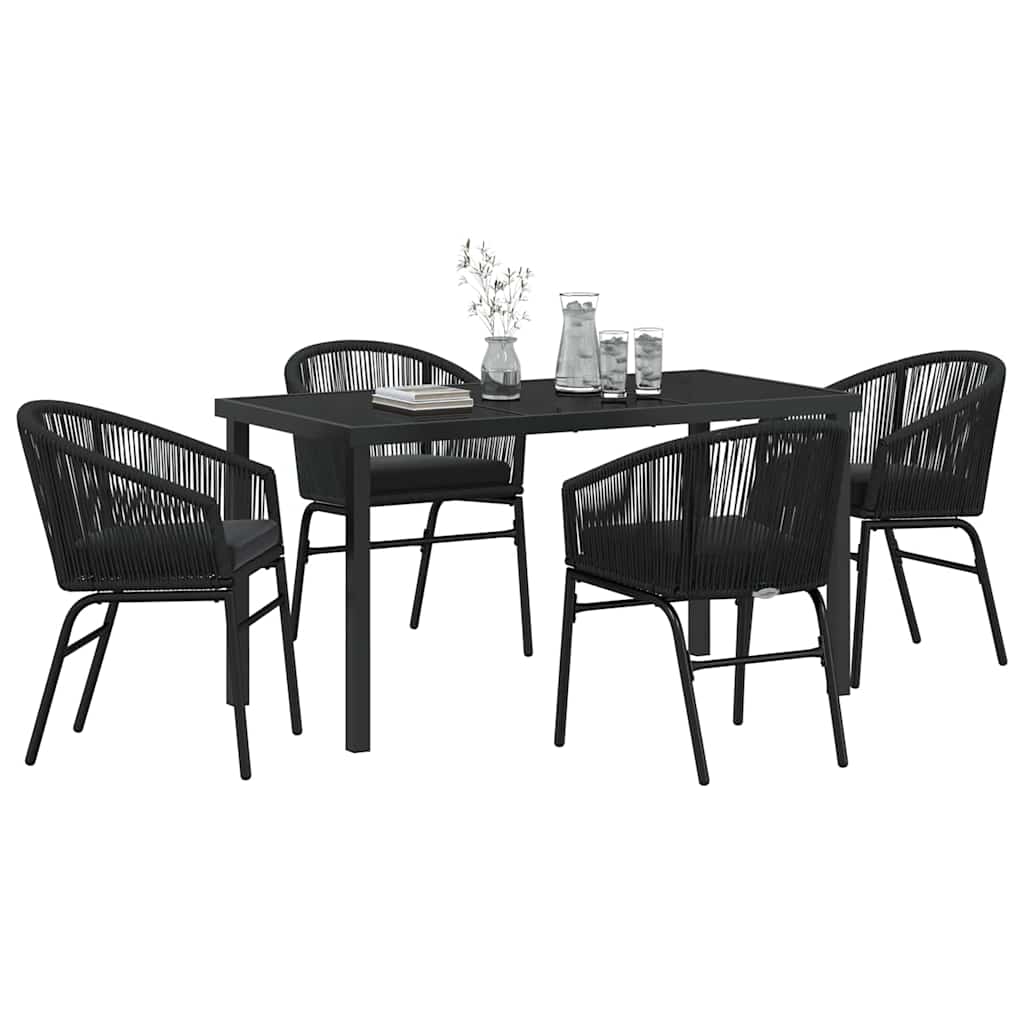 Kert étkező szett 5 pcs Fekete Porszórt acél