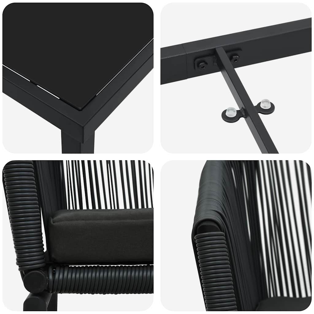 Kert étkező szett 7 pcs Fekete Porszórt acél