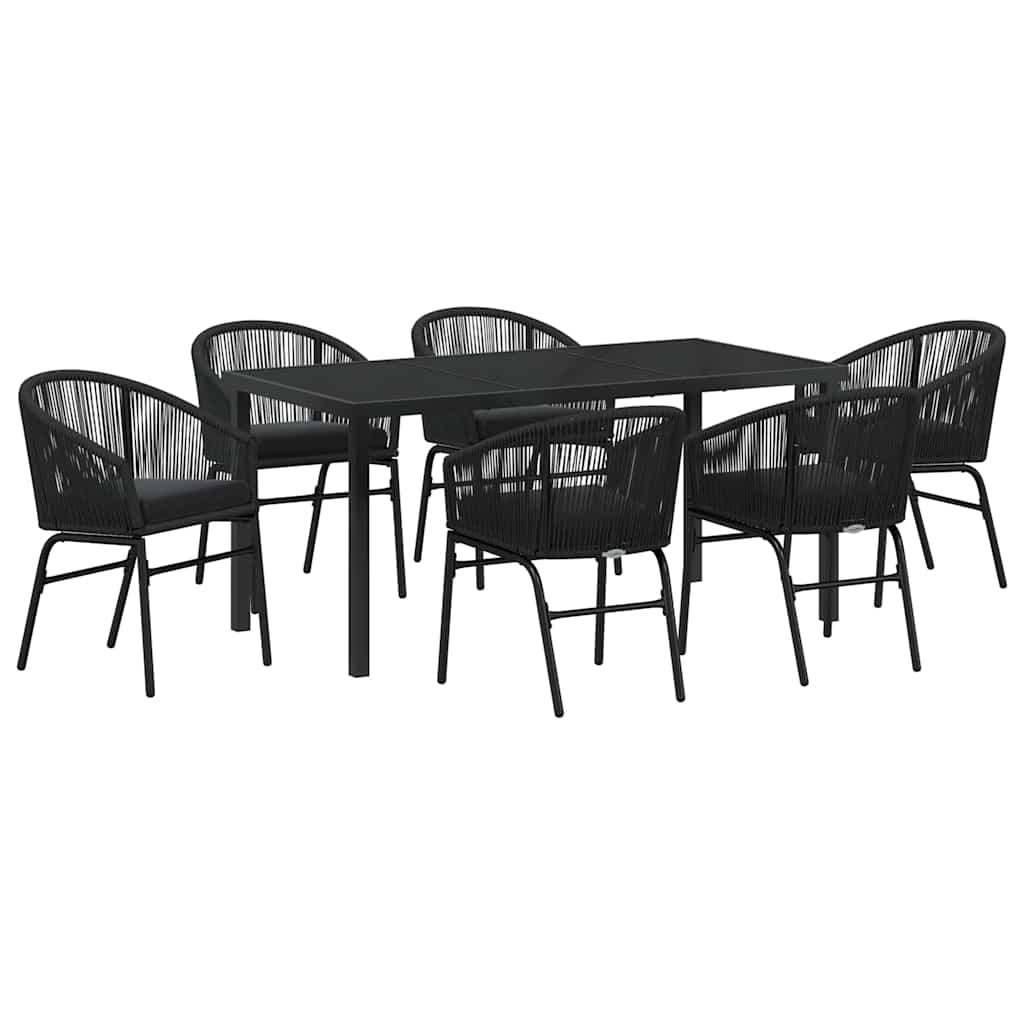 Kert étkező szett 7 pcs Fekete Porszórt acél