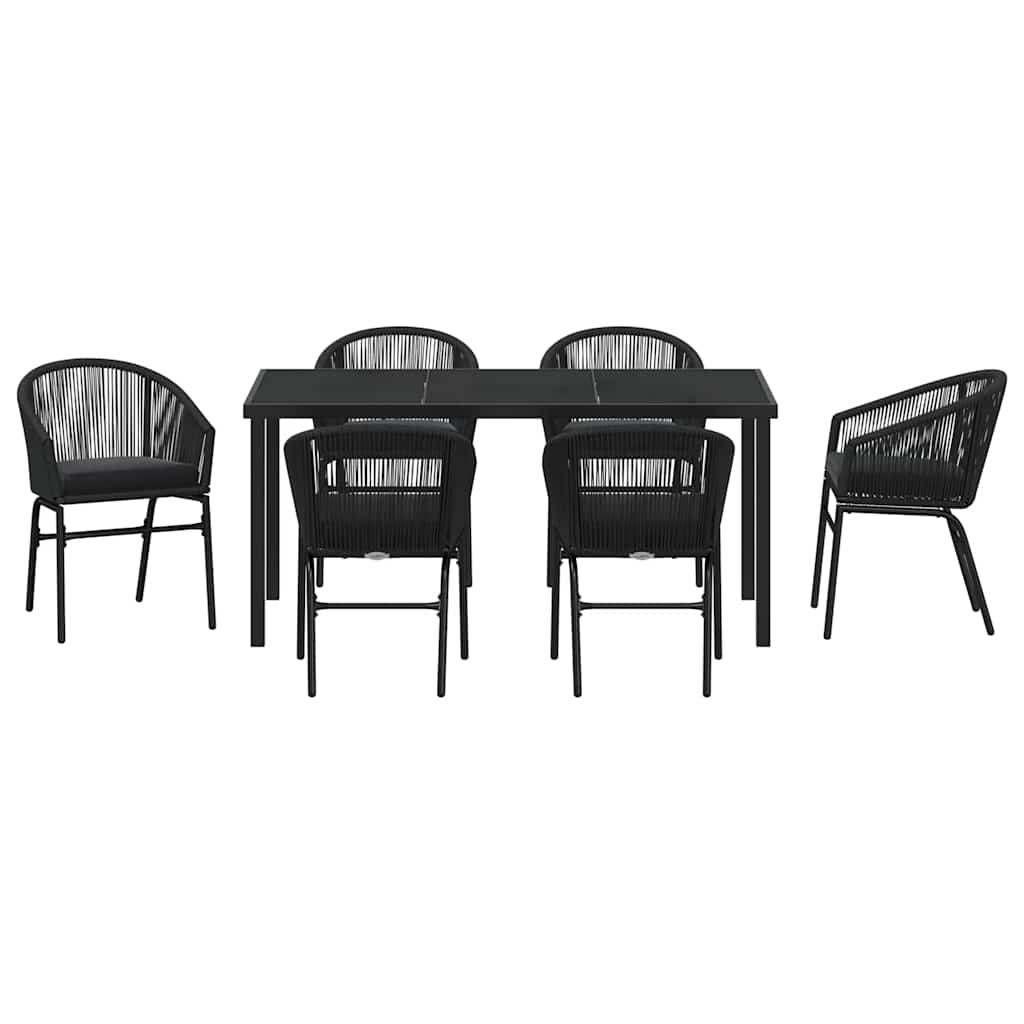 Kert étkező szett 7 pcs Fekete Porszórt acél
