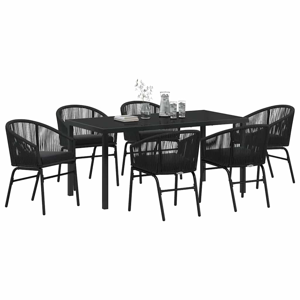Kert étkező szett 7 pcs Fekete Porszórt acél