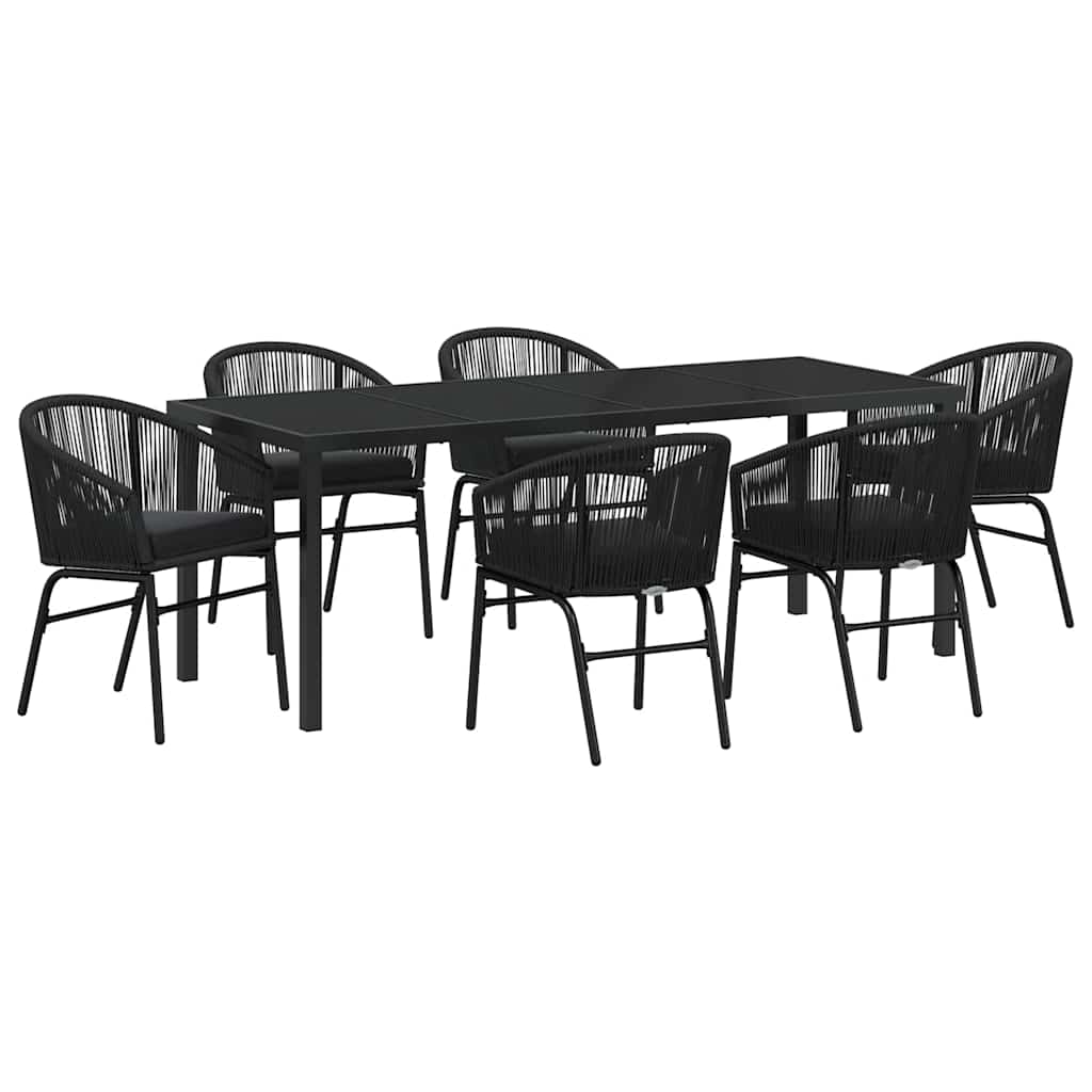 Kert étkező szett 7 pcs Fekete Porszórt acél