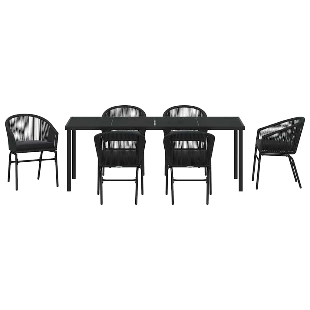 Kert étkező szett 7 pcs Fekete Porszórt acél