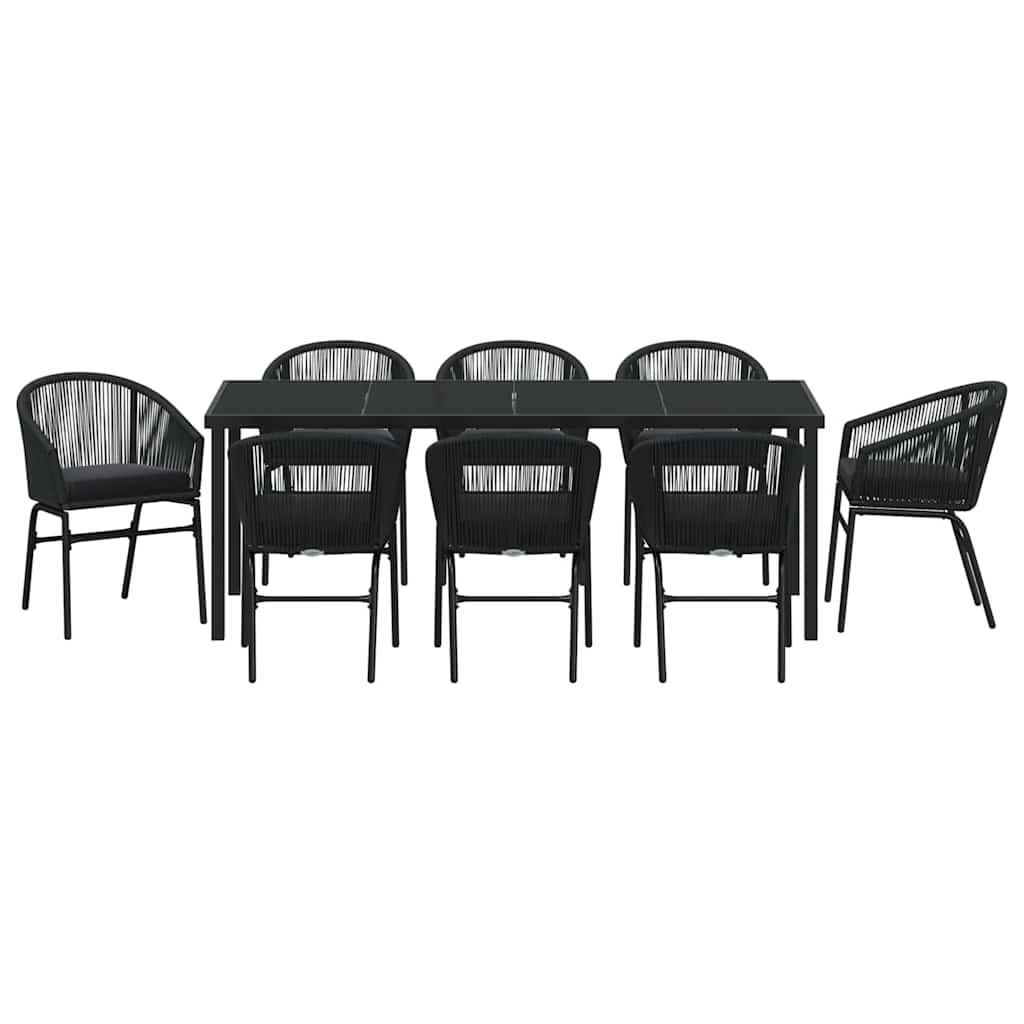 Kert étkező szett 9 pcs Fekete Porszórt acél