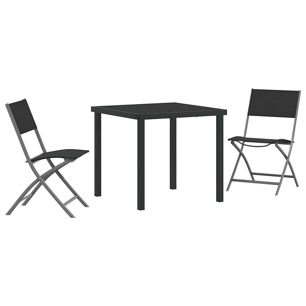 Kert étkező szett 3 pcs Fekete Porszórt acél
