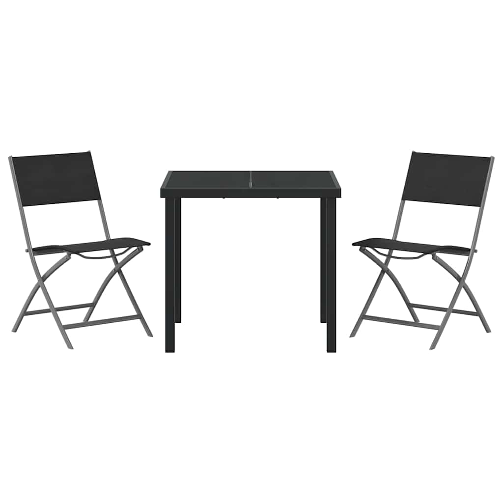 Kert étkező szett 3 pcs Fekete Porszórt acél