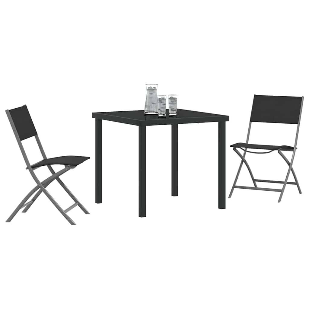 Kert étkező szett 3 pcs Fekete Porszórt acél