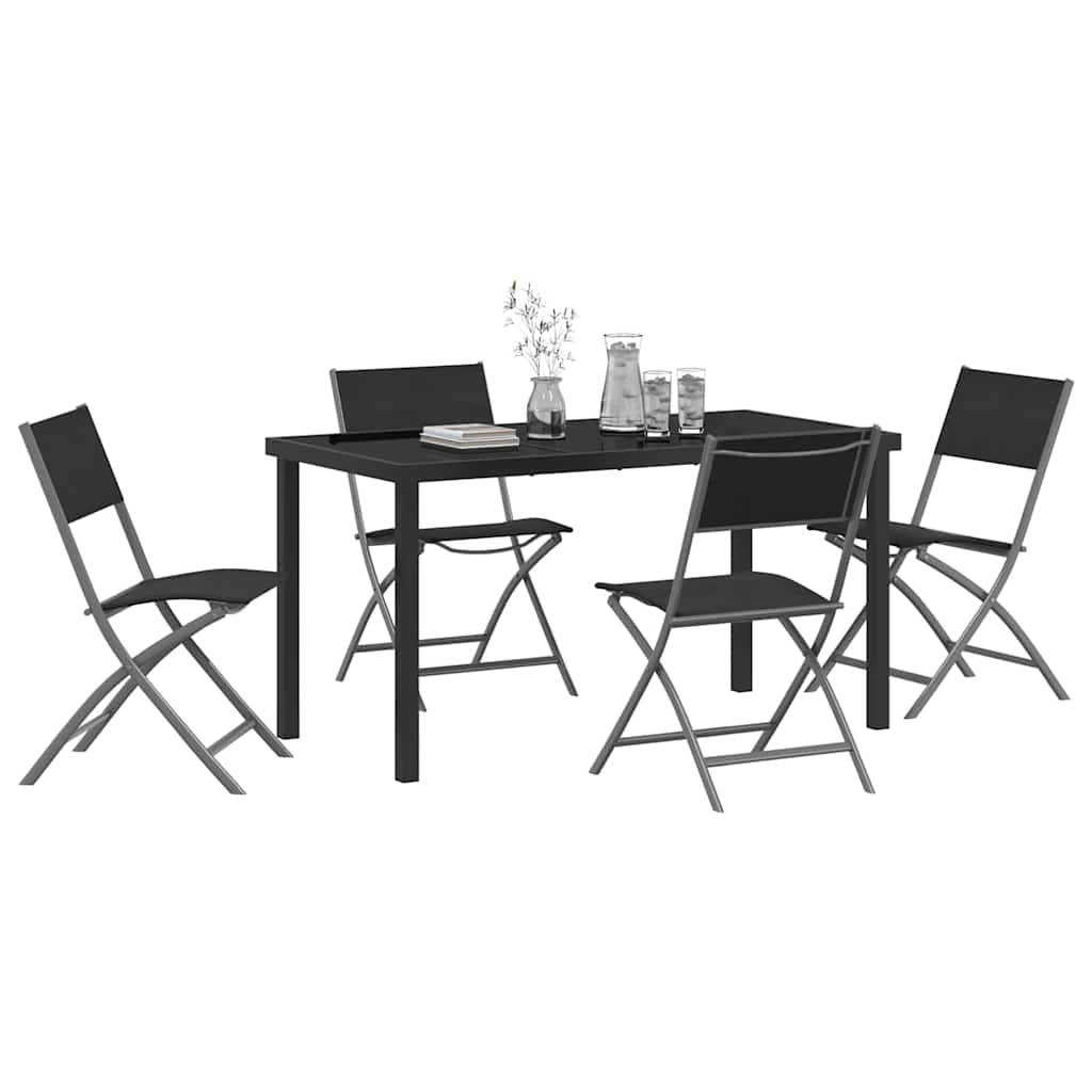 Kert étkező szett 5 pcs Fekete Porszórt acél