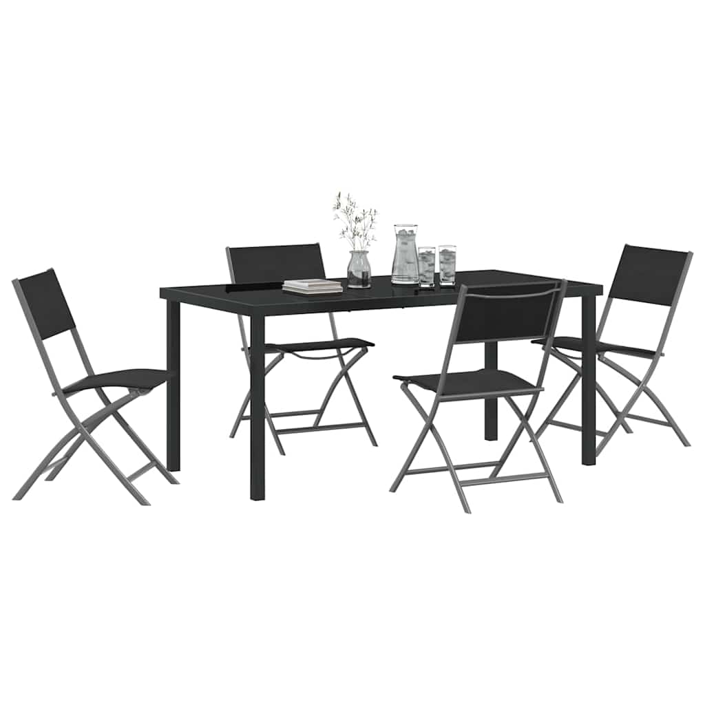 Kert étkező szett 5 pcs Fekete Porszórt acél