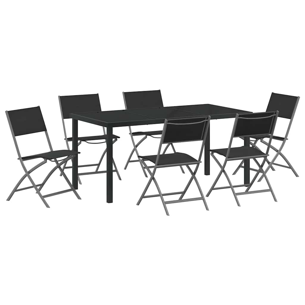 Kert étkező szett 7 pcs Fekete Porszórt acél
