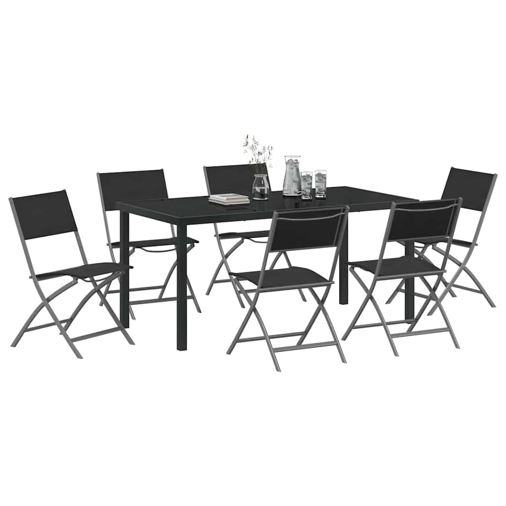 Kert étkező szett 7 pcs Fekete Porszórt acél