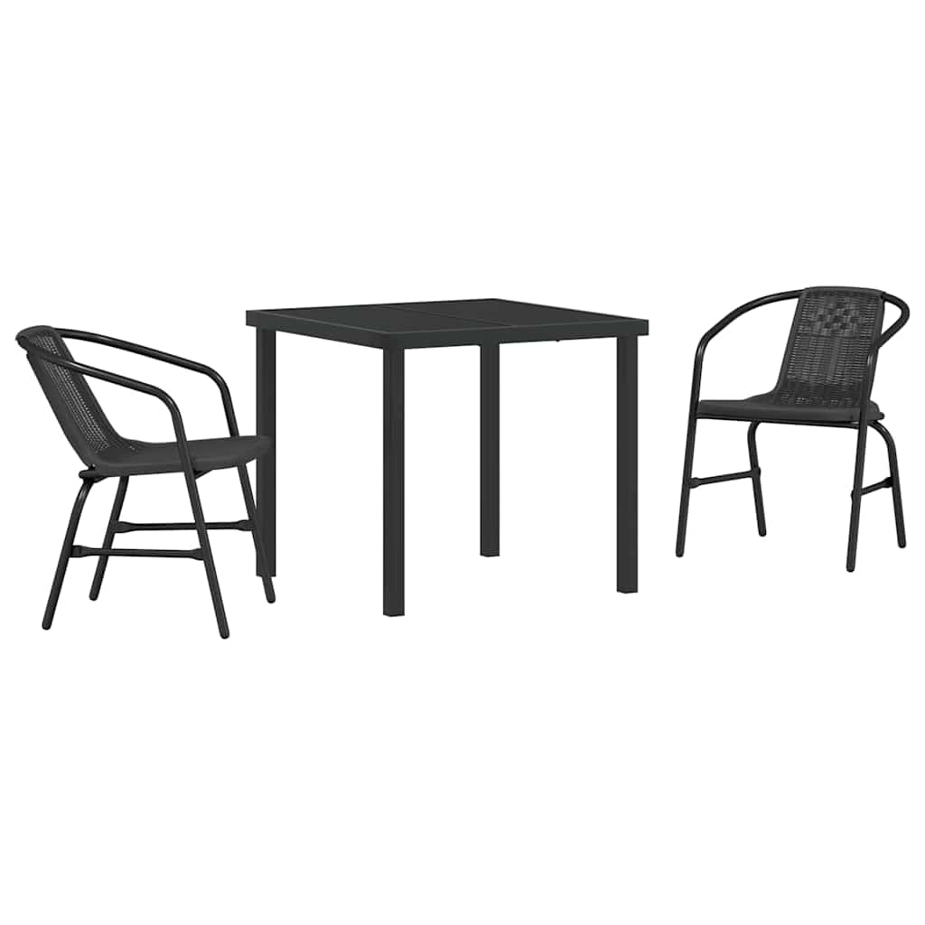 Kert étkező szett 3 pcs Fekete Porszórt acél