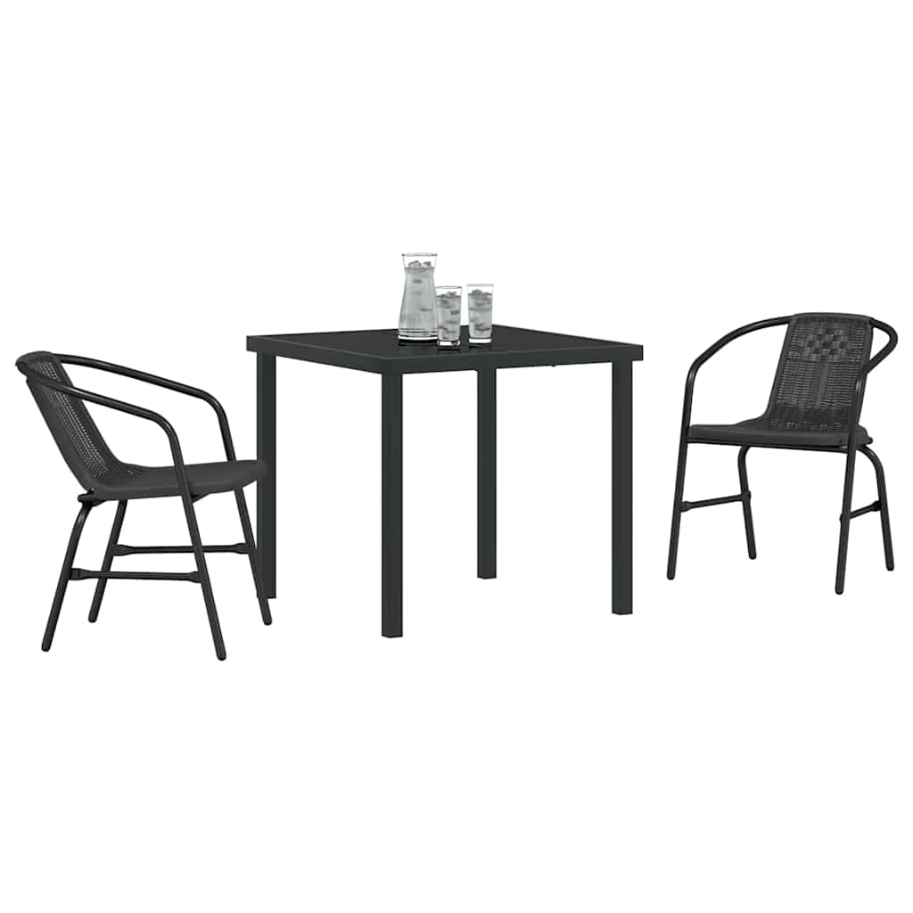 Kert étkező szett 3 pcs Fekete Porszórt acél