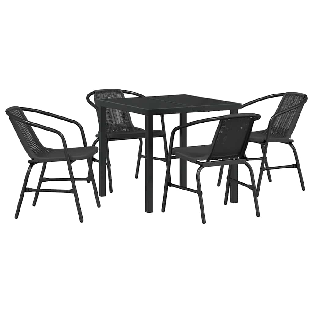Kert étkező szett 5 pcs Fekete Porszórt acél