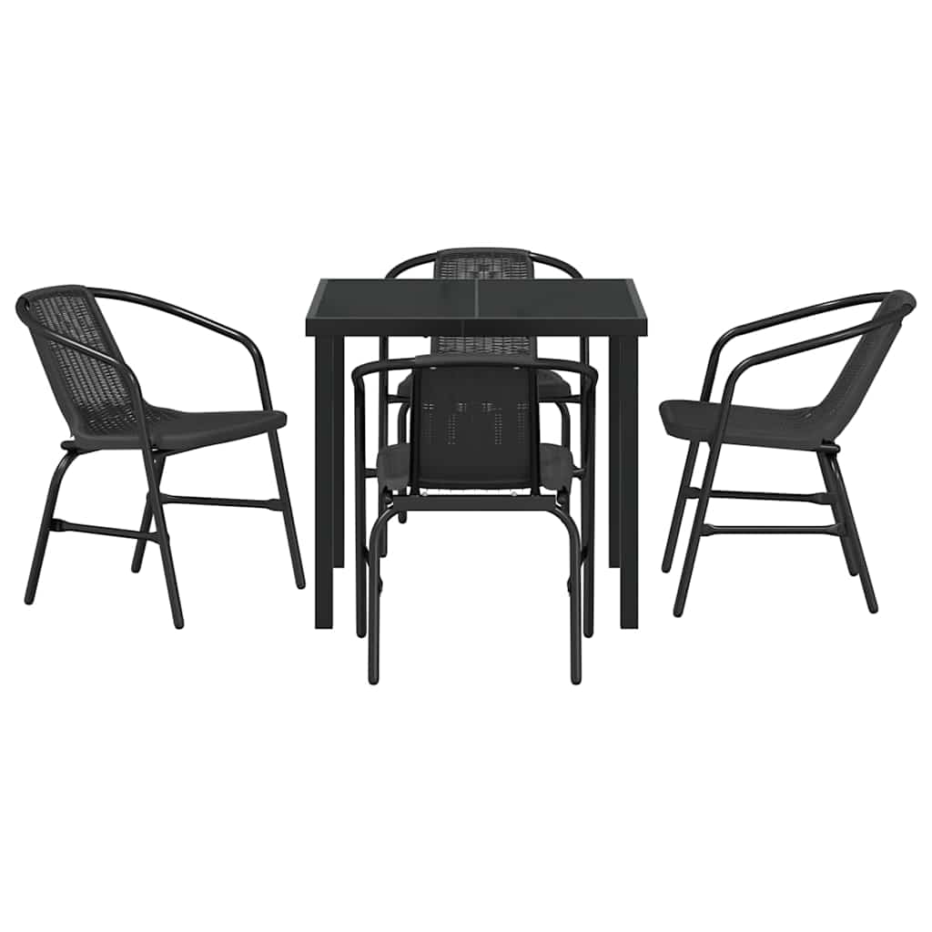 Kert étkező szett 5 pcs Fekete Porszórt acél