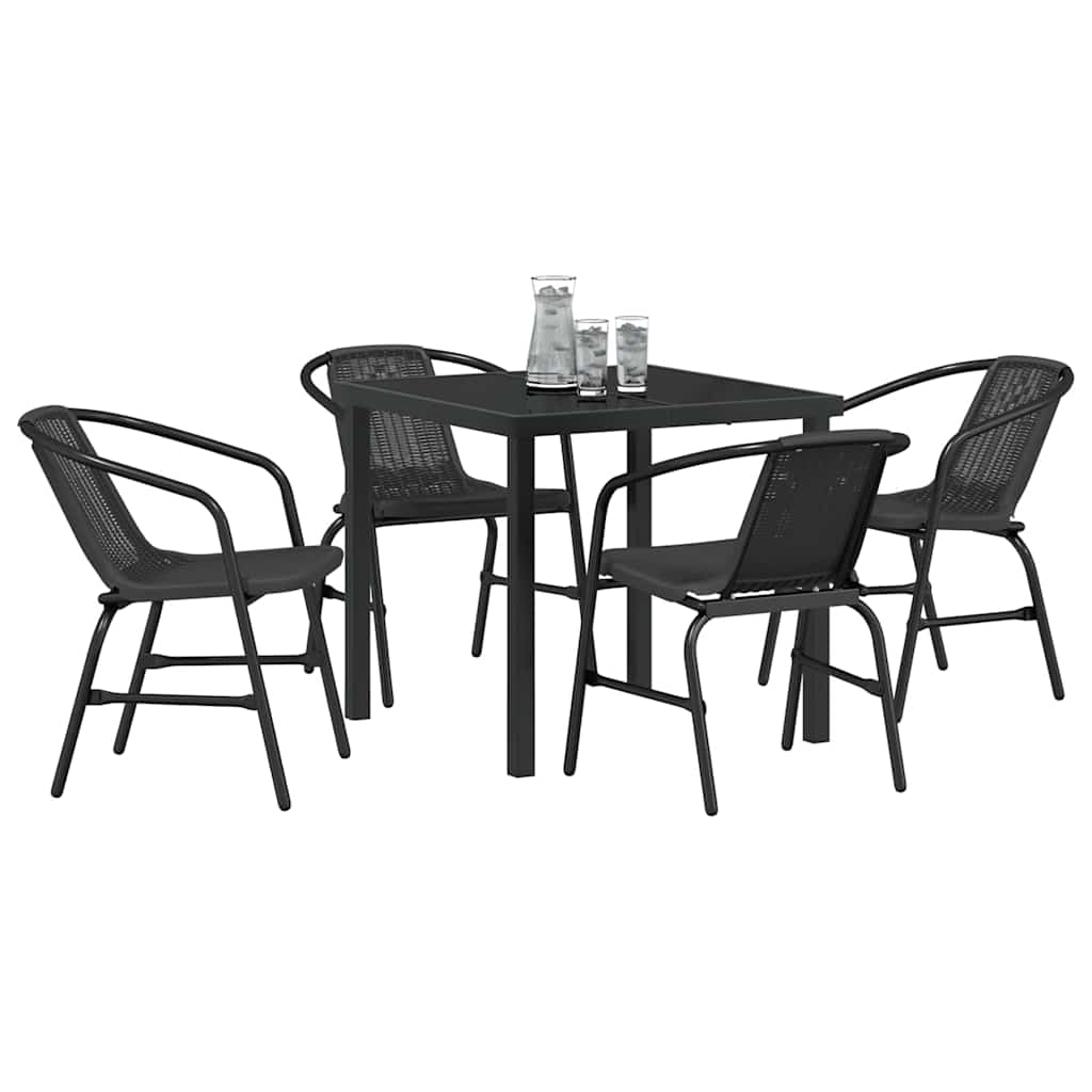 Kert étkező szett 5 pcs Fekete Porszórt acél