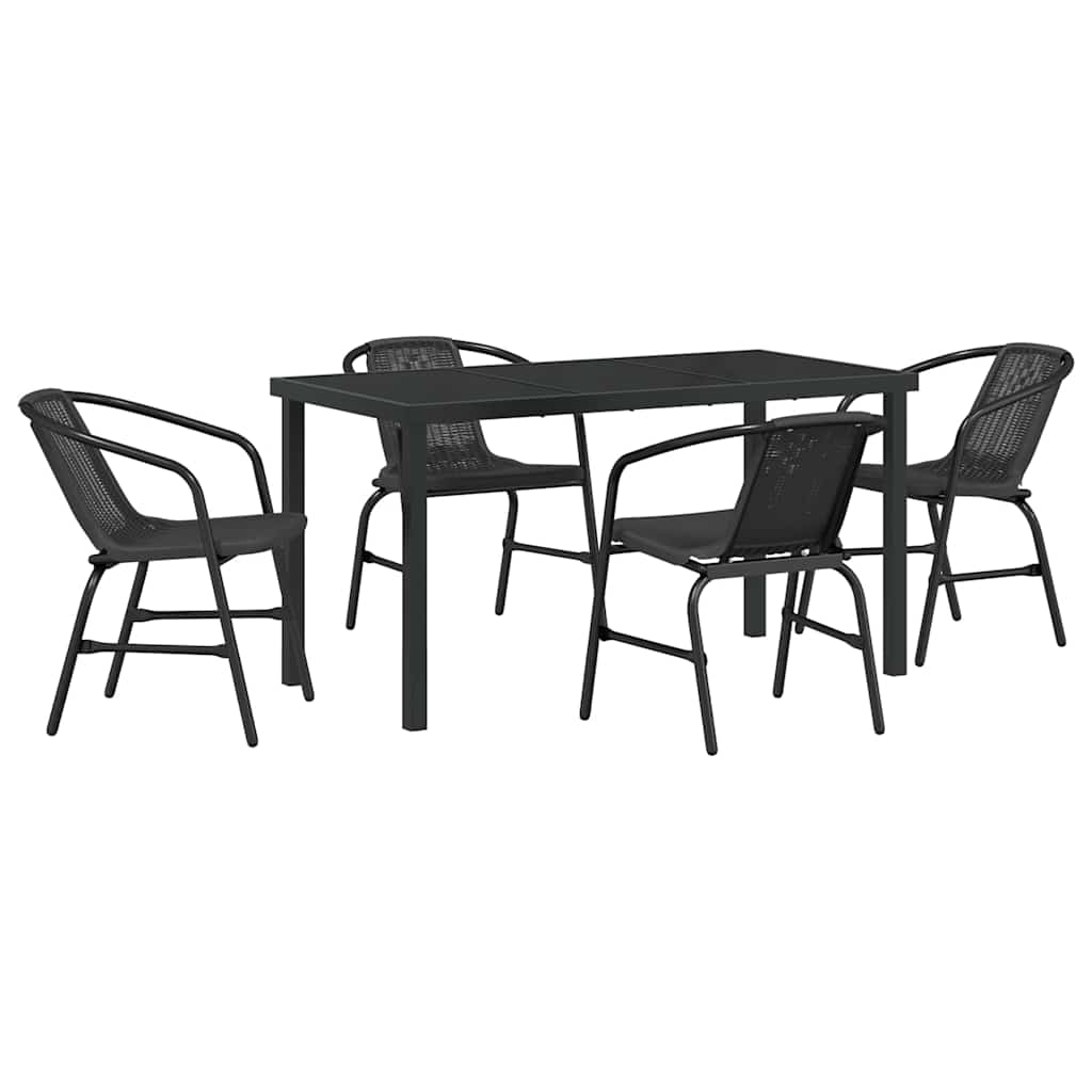 Kert étkező szett 5 pcs Fekete Porszórt acél