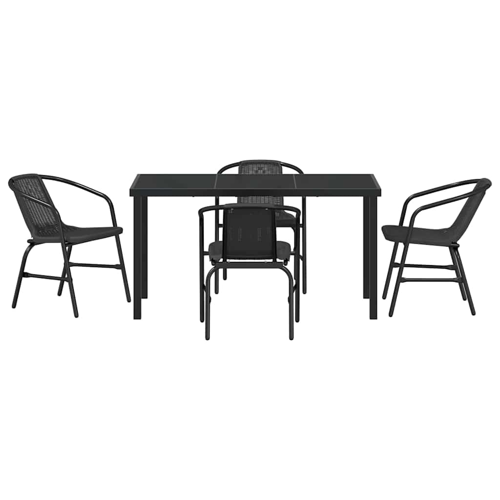 Kert étkező szett 5 pcs Fekete Porszórt acél