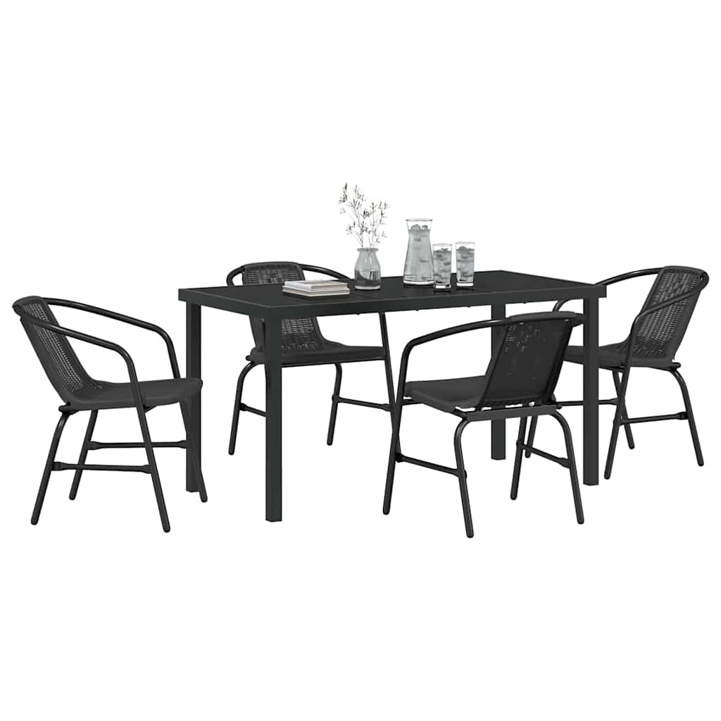 Kert étkező szett 5 pcs Fekete Porszórt acél