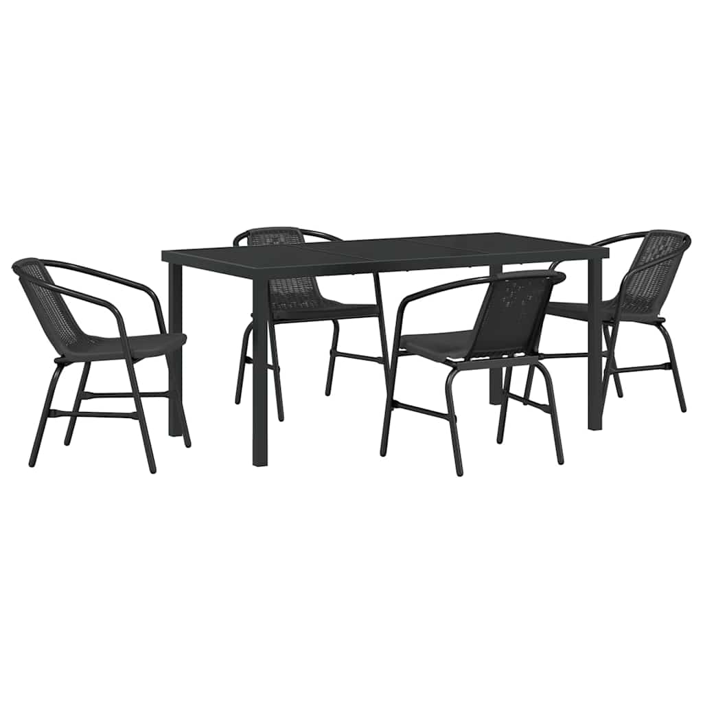 Kert étkező szett 5 pcs Fekete Porszórt acél