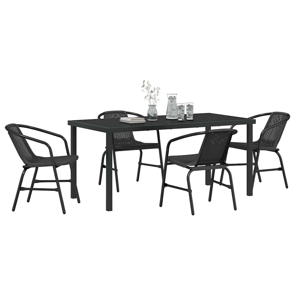 Kert étkező szett 5 pcs Fekete Porszórt acél