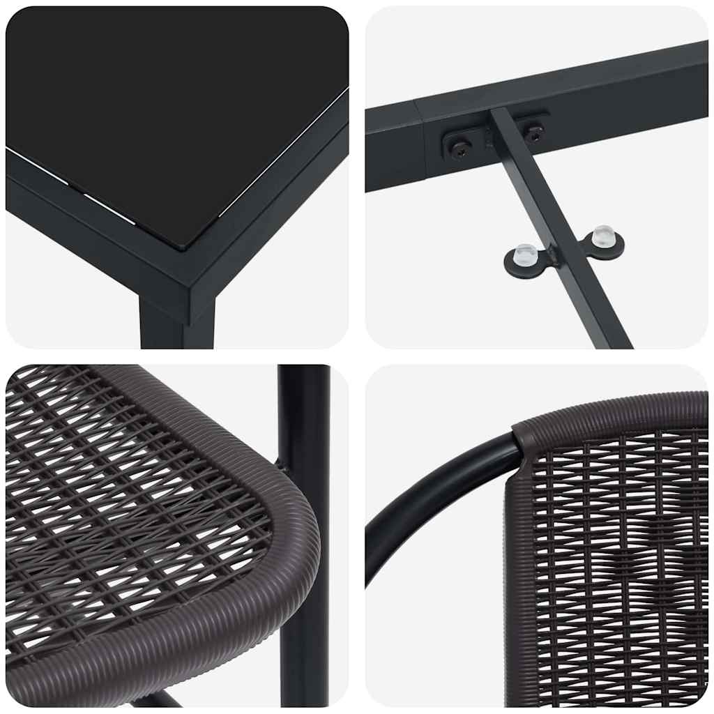 Kert étkező szett 7 pcs Fekete Porszórt acél