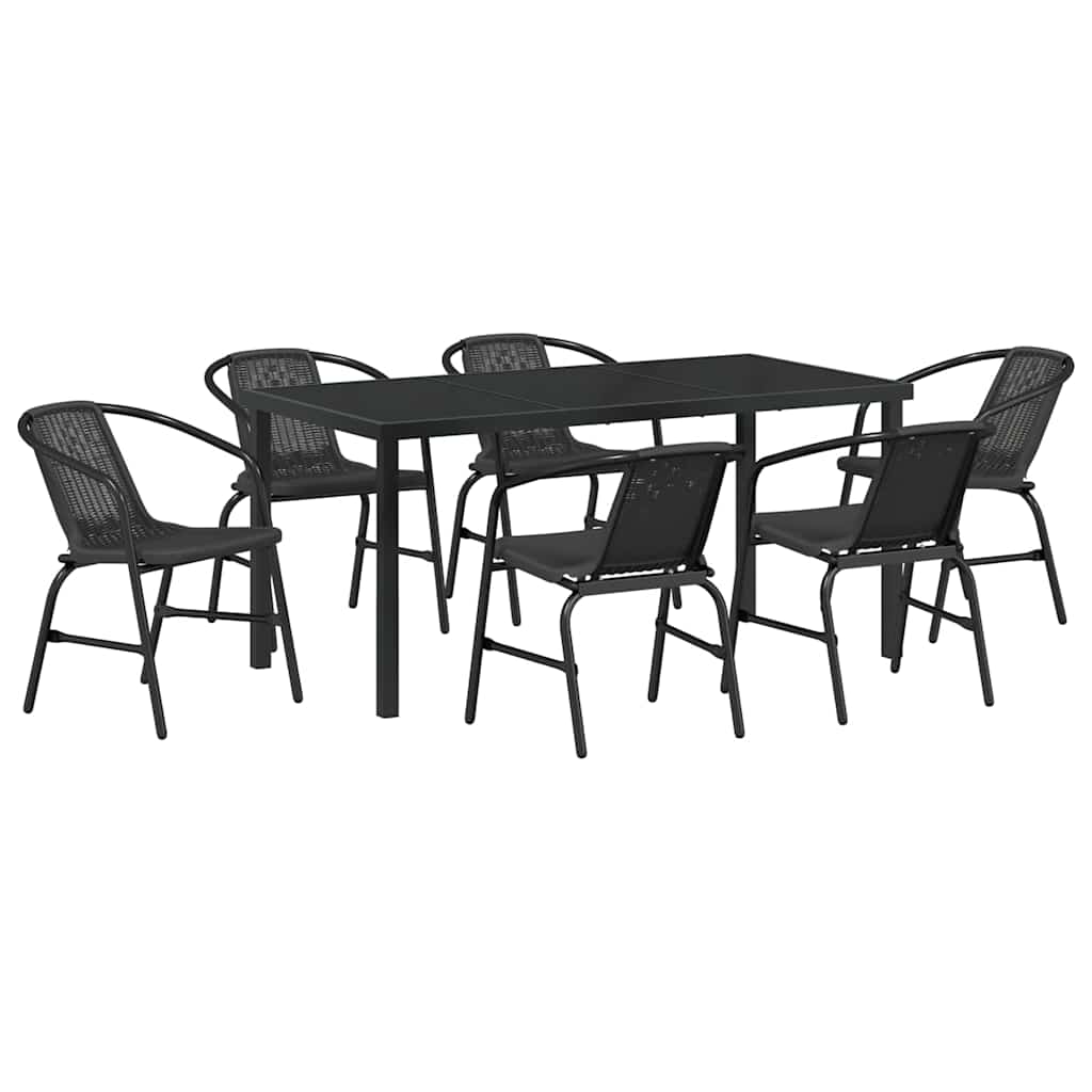 Kert étkező szett 7 pcs Fekete Porszórt acél