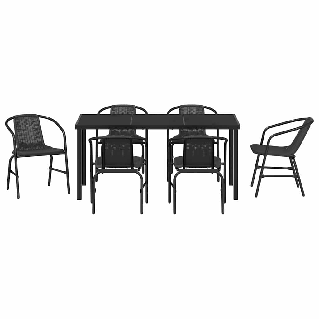 Kert étkező szett 7 pcs Fekete Porszórt acél