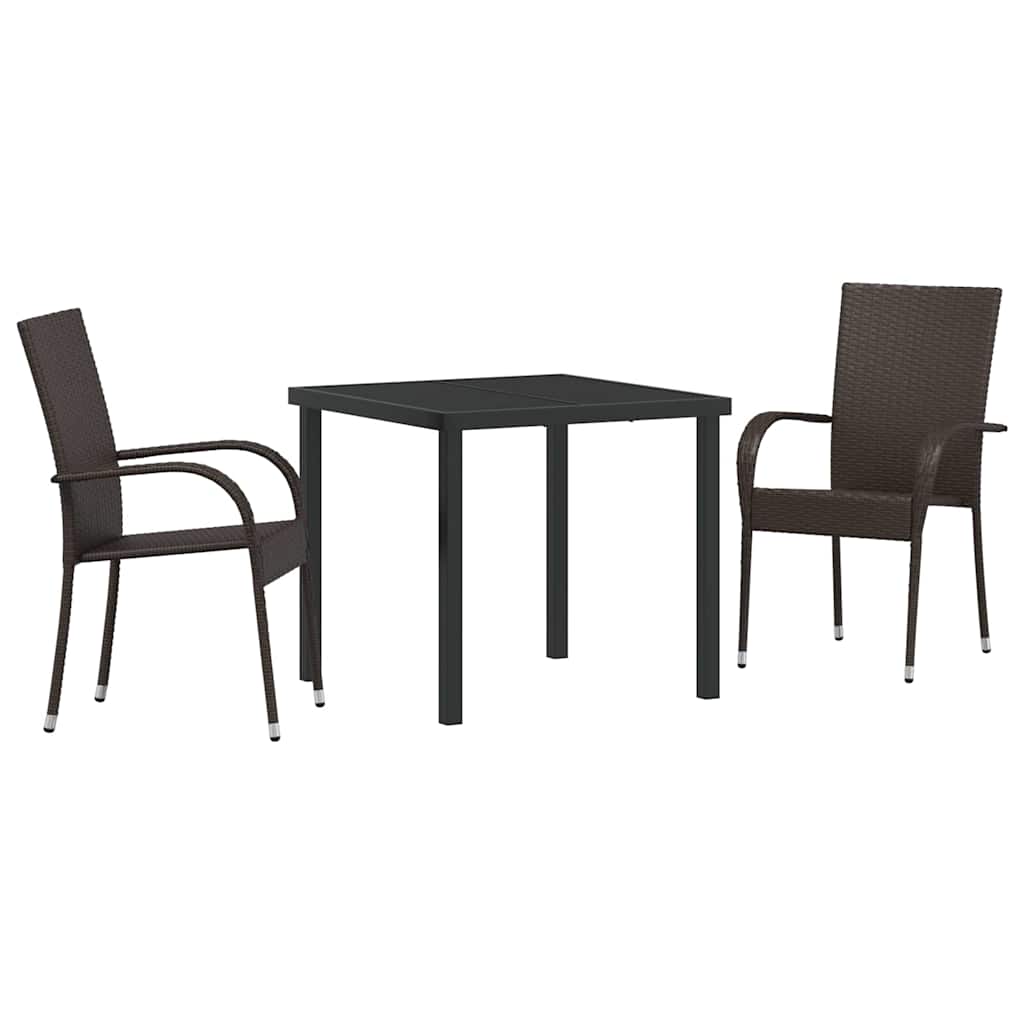 Kert étkező szett 3 pcs Barna Porszórt acél