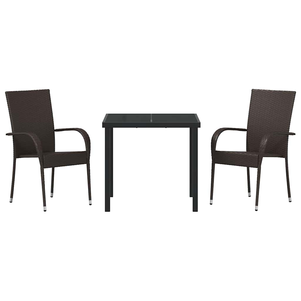 Kert étkező szett 3 pcs Barna Porszórt acél