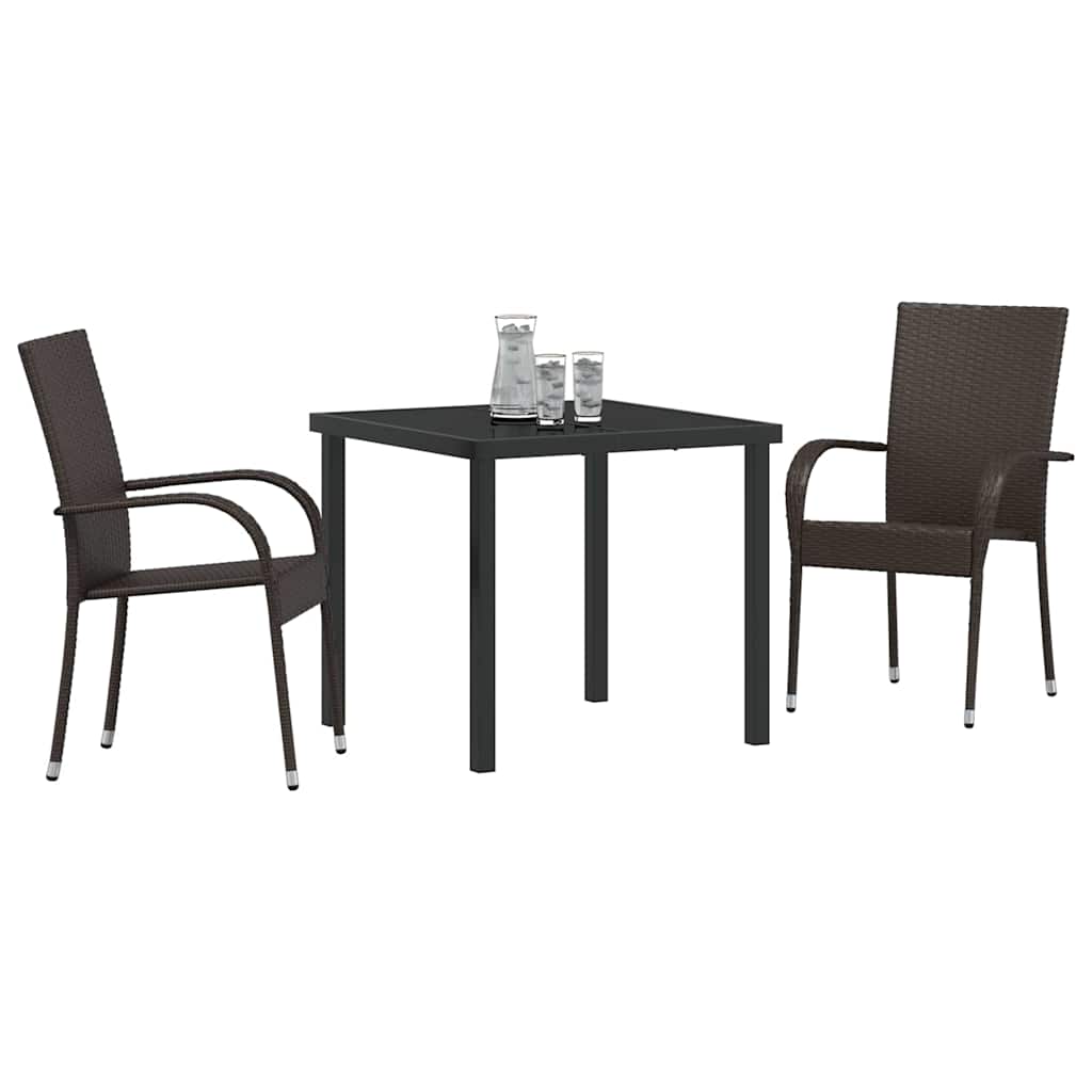 Kert étkező szett 3 pcs Barna Porszórt acél