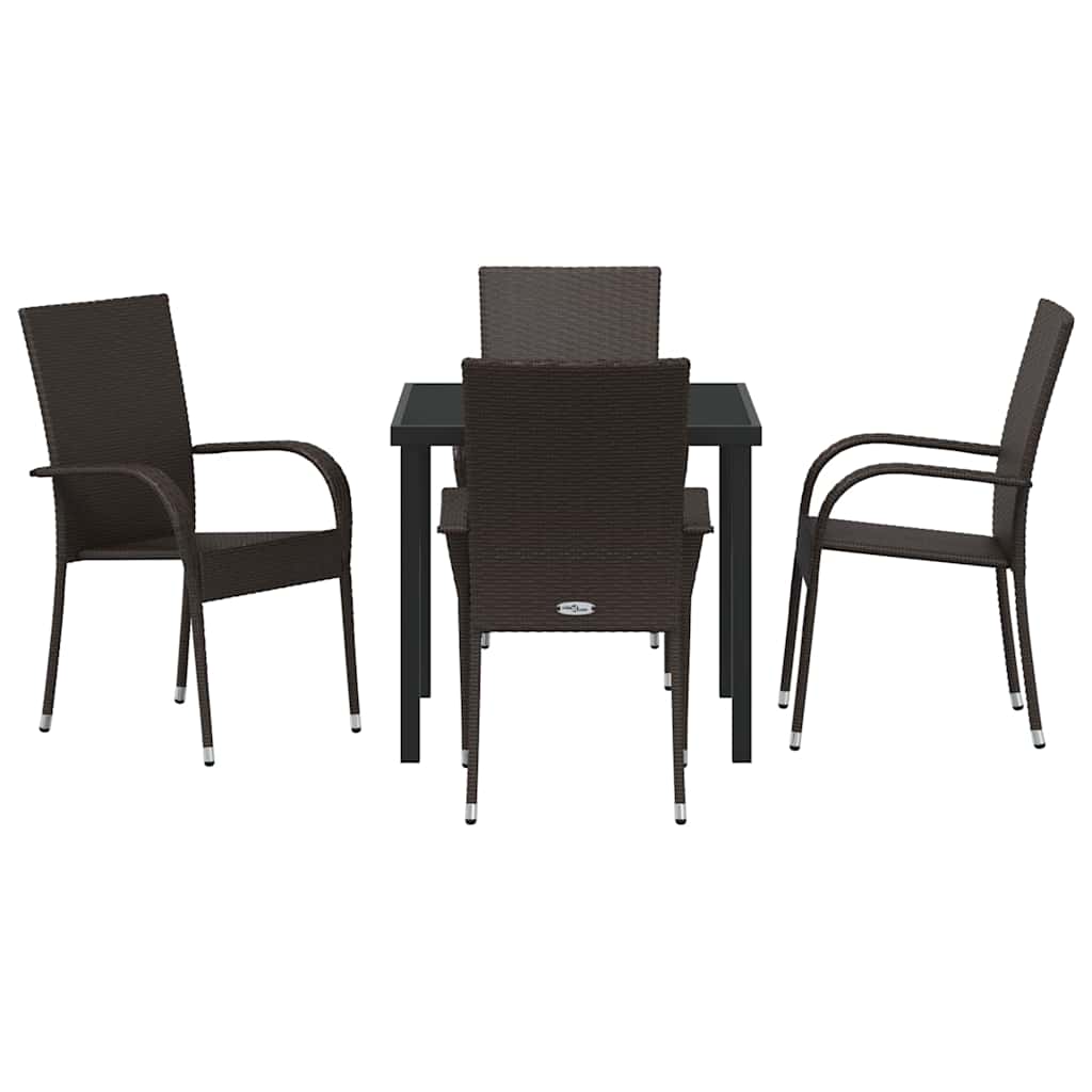 Kert étkező szett 5 pcs Barna Porszórt acél