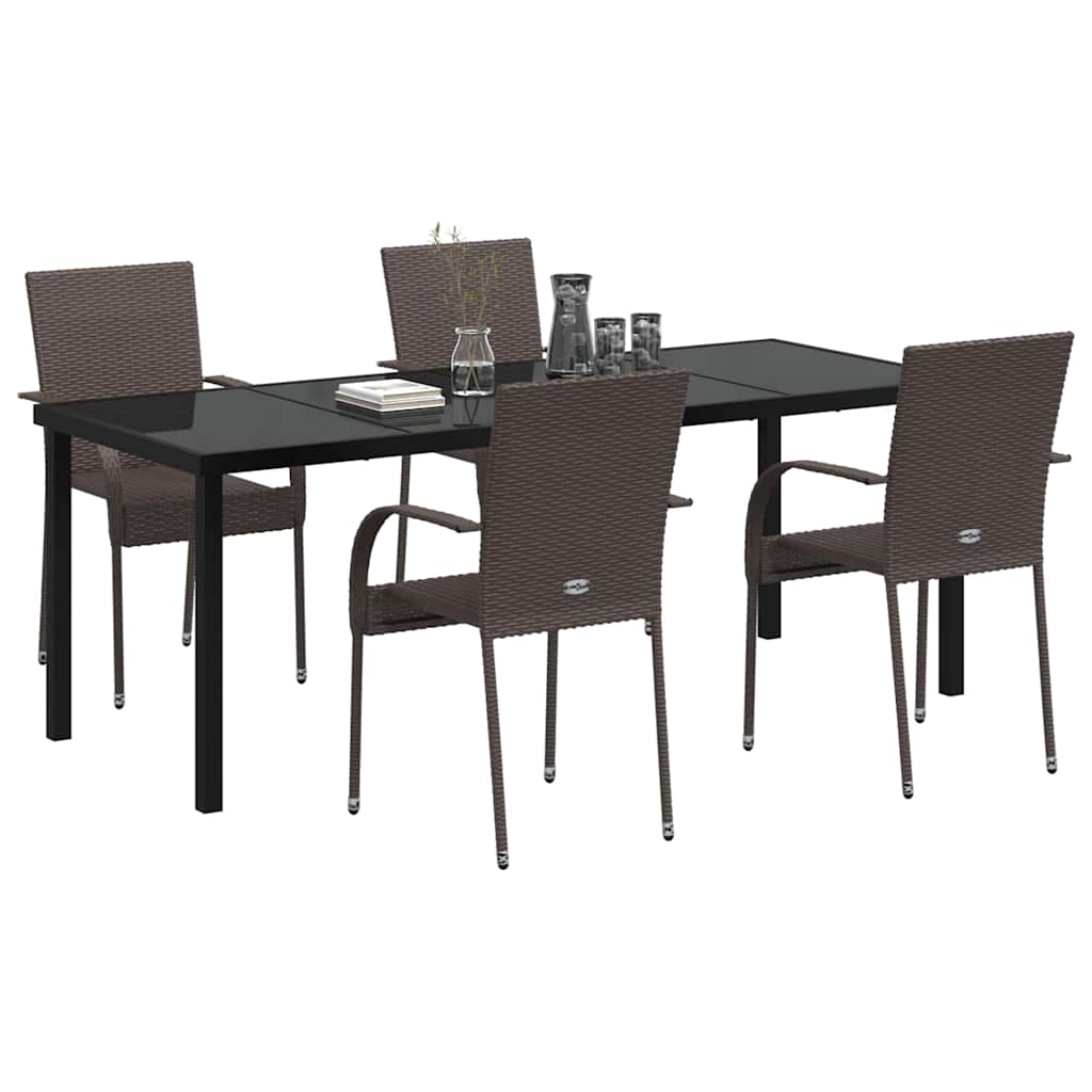 Kert étkező szett 5 pcs Barna Porszórt acél