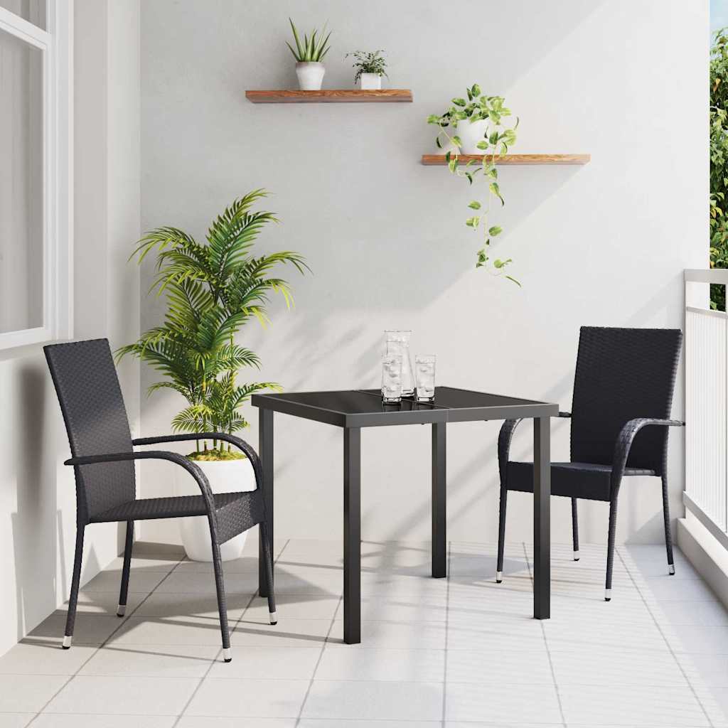 Kert étkező szett 3 pcs Fekete Porszórt acél
