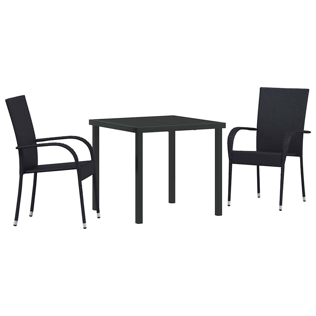 Kert étkező szett 3 pcs Fekete Porszórt acél