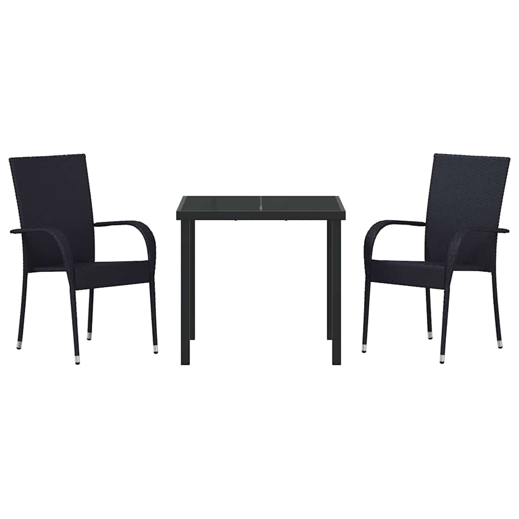 Kert étkező szett 3 pcs Fekete Porszórt acél