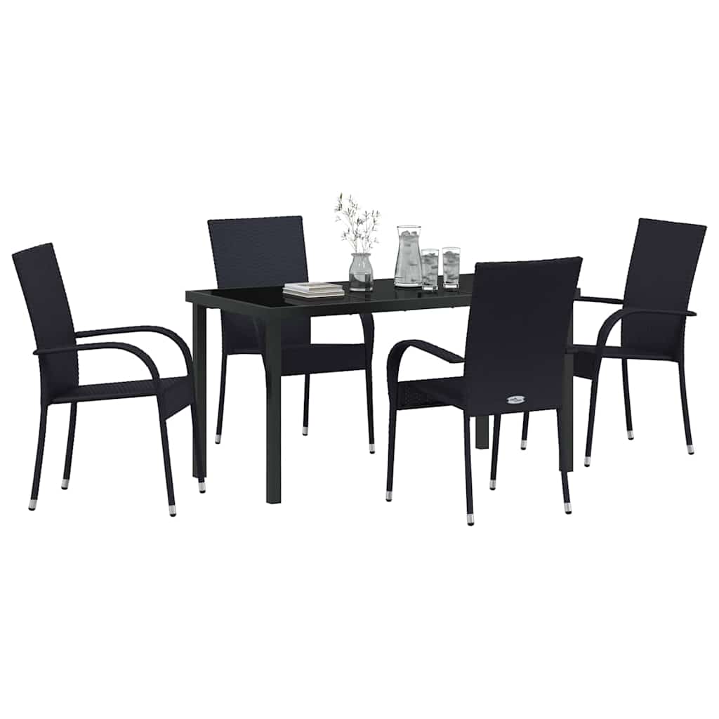 Kert étkező szett 5 pcs Fekete Porszórt acél