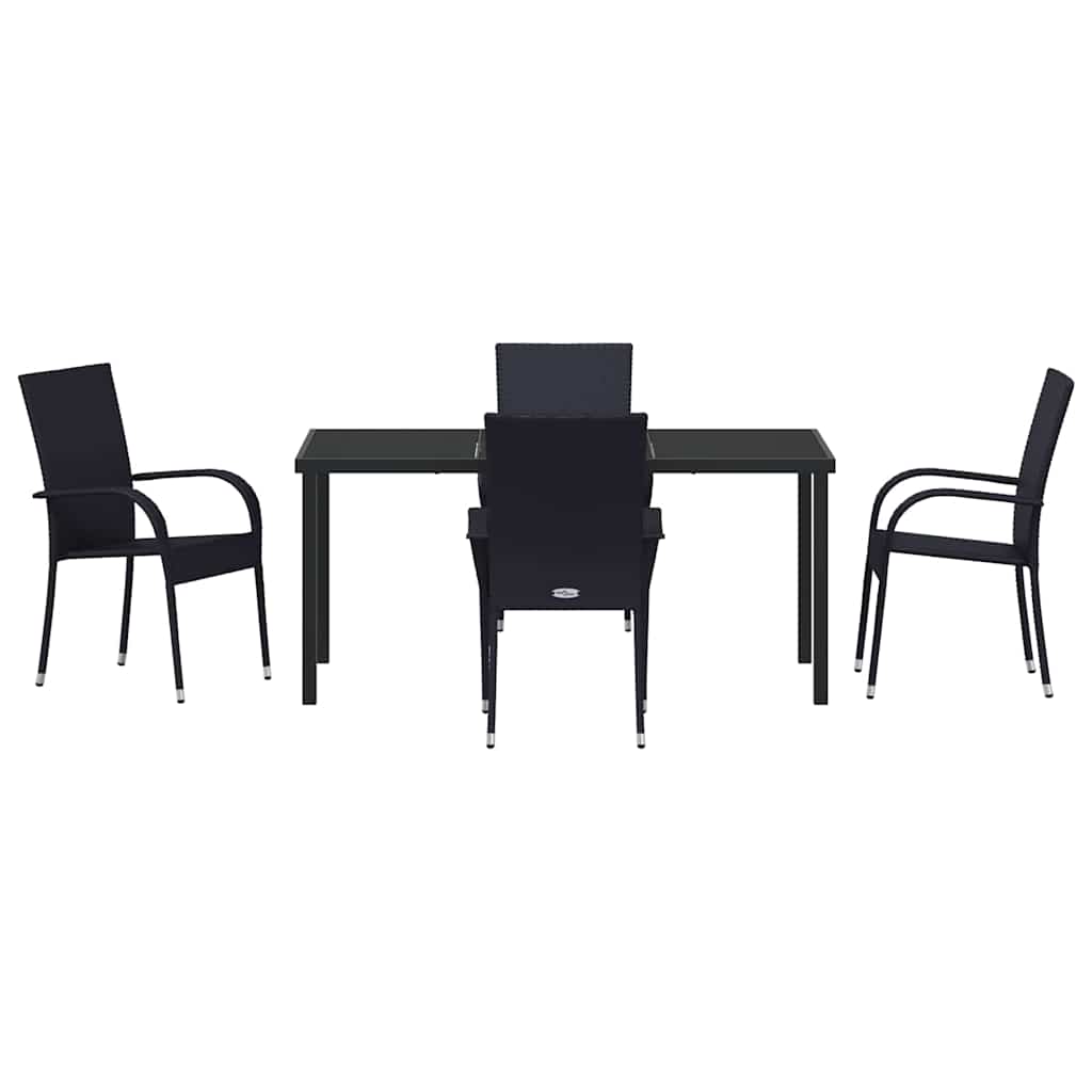 Kert étkező szett 5 pcs Fekete Porszórt acél