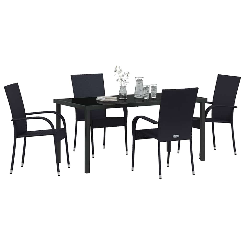 Kert étkező szett 5 pcs Fekete Porszórt acél