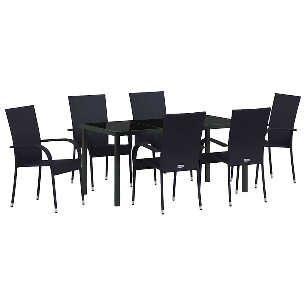 Kert étkező szett 7 pcs Fekete Porszórt acél