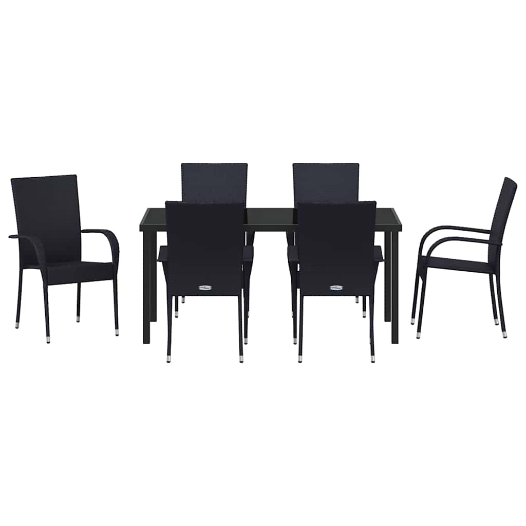 Kert étkező szett 7 pcs Fekete Porszórt acél