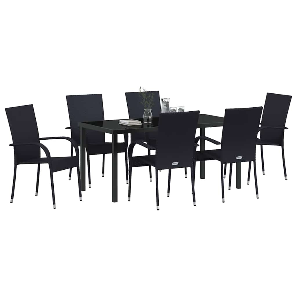 Kert étkező szett 7 pcs Fekete Porszórt acél