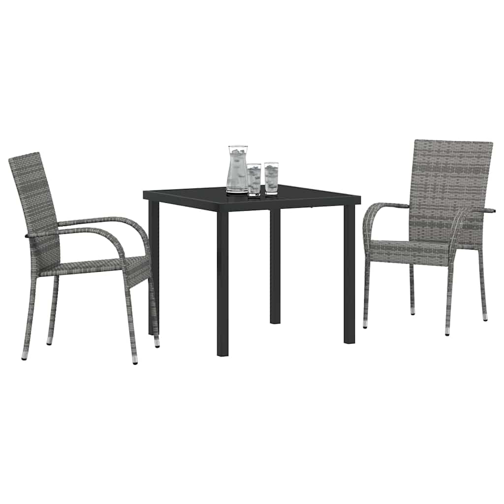 Kert étkező szett 3 pcs Szürke Porszórt acél