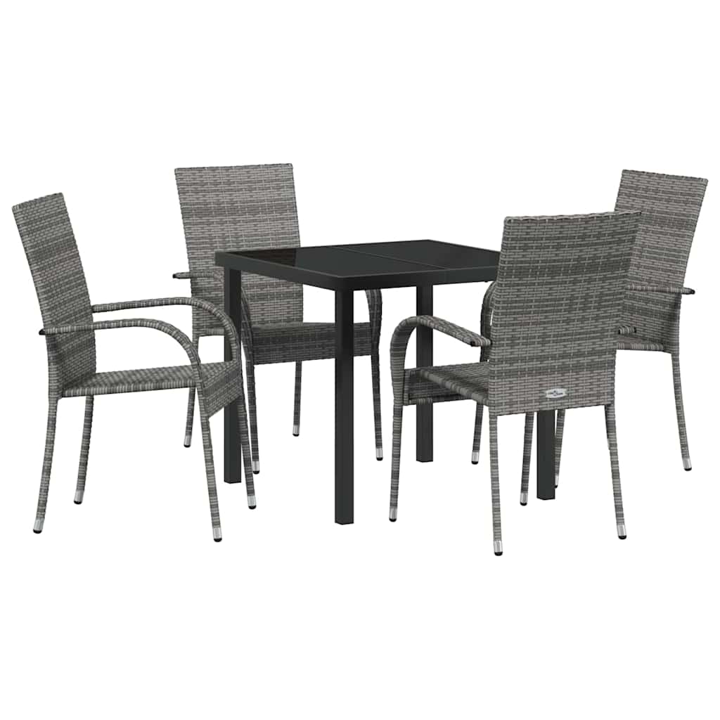 Kert étkező szett 5 pcs Szürke Porszórt acél