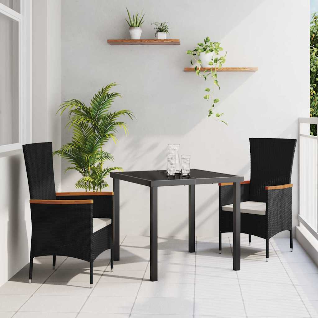Kert étkező szett párnával 3 pcs Fekete Porszórt acél