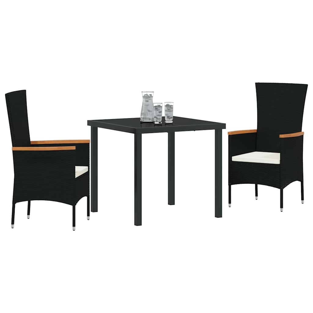Kert étkező szett párnával 3 pcs Fekete Porszórt acél
