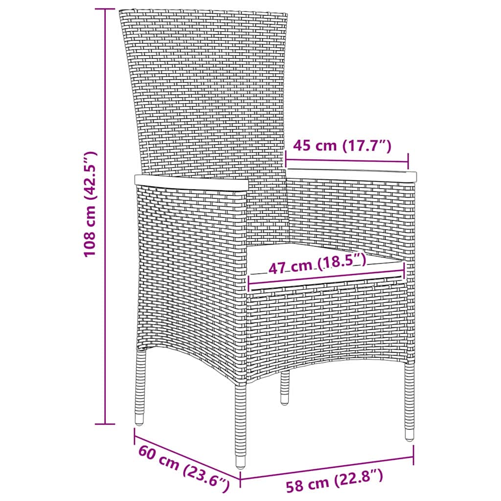 Kert étkező szett párnával 3 pcs Szürke Porszórt acél